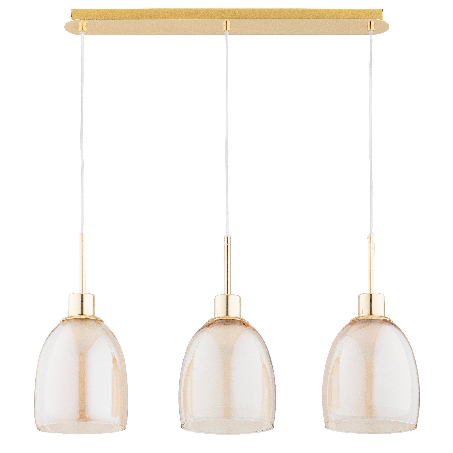 Lampa wisząca Dersel złoto-bursztynowy 3xE27x15W nad stół wym: 95 x 17 x 75 cm metal Alfa