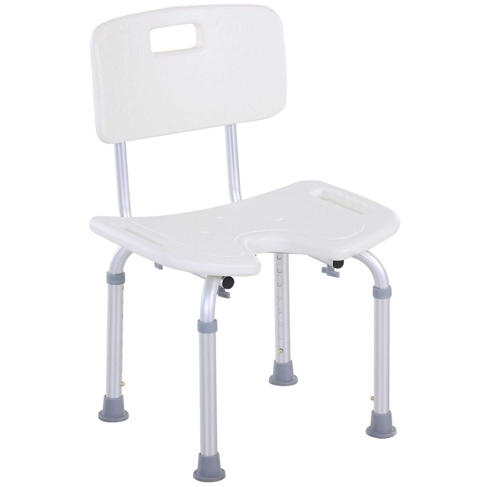 LZQ Tabouret de Douche Réglable en Hauteur - Chaise de Bain Avec Dossier et Accoudoirs - Pour Personnes Âgées - Tapis en EVA Bleu