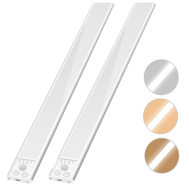 Confezione da 2 luci sottopensile magnetiche, 3 temperature di colore e intensità luminosa regolabile, ricaricabili con sensore di movimento, 40 cm
