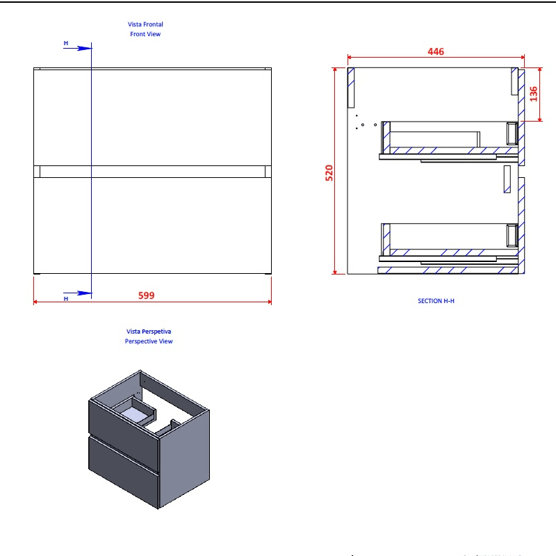 Mueble lavabo SEVILLA suspendido 60 cm Roble - 5