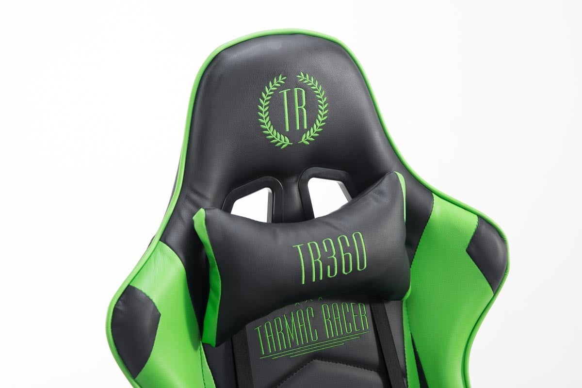 Fauteuil de bureau ergonomique dossier réglable avec repose-pieds synthétique noir/vert BUR10134 - 5