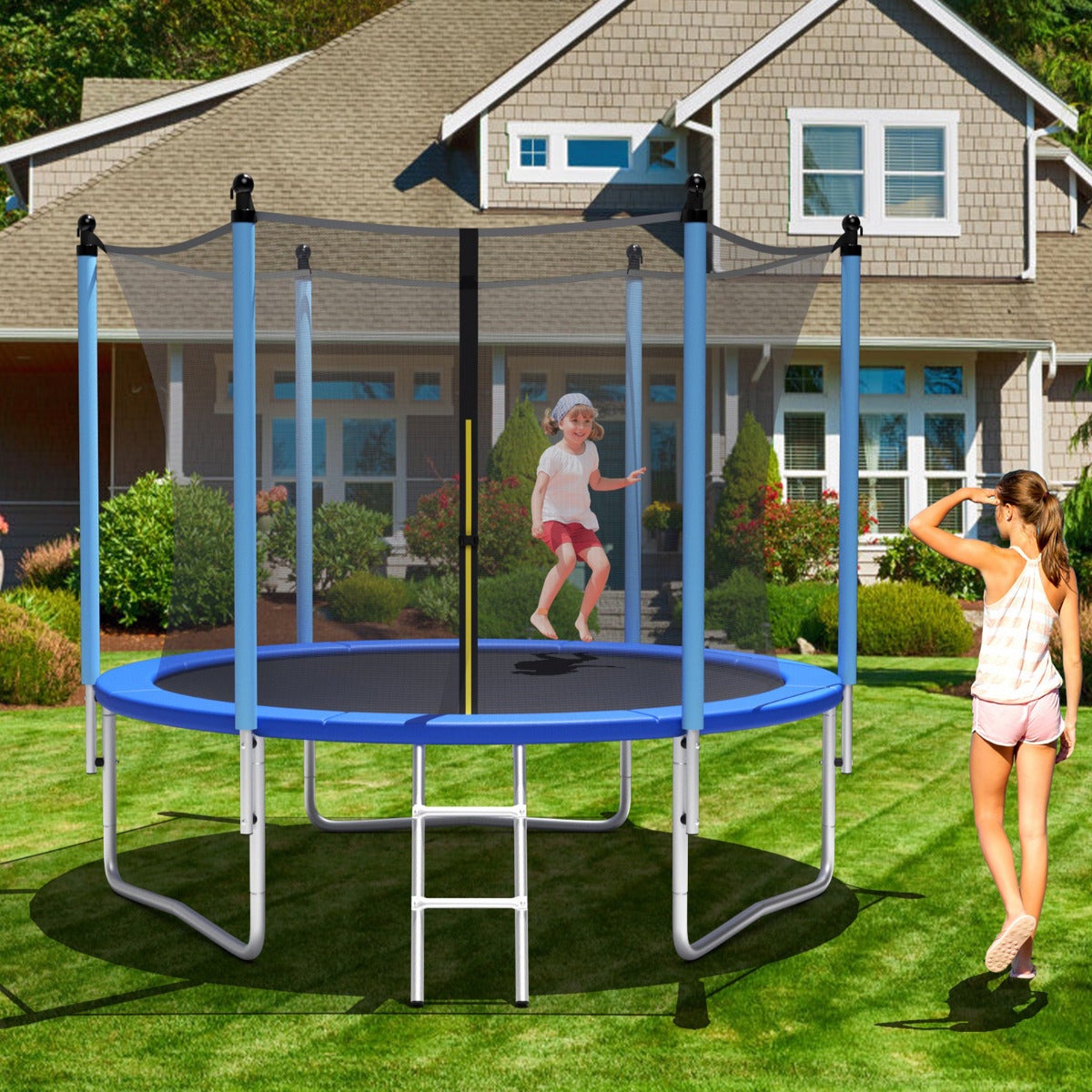 HOMCOM Cama Elástica Infantil De Ø140 Cm - Con Red De Seguridad Y Carga De 45 Kg - Trampolín Sin Muelles - Para Niños De 3 A 6 Años - Interior
