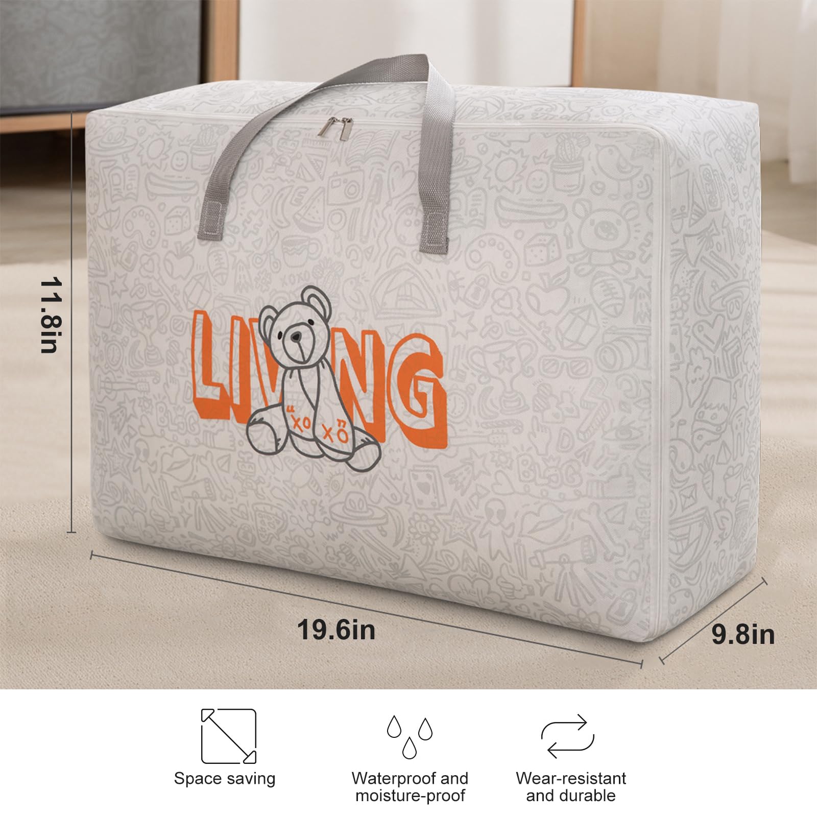 3 Sacchetti Grandi Per Traslochi 100L, Impermeabili E Riutilizzabili, Con Manici Robusti E Cerniera, Per Casa, Giardino E Lavanderia, Blu 73x37x35 Cm