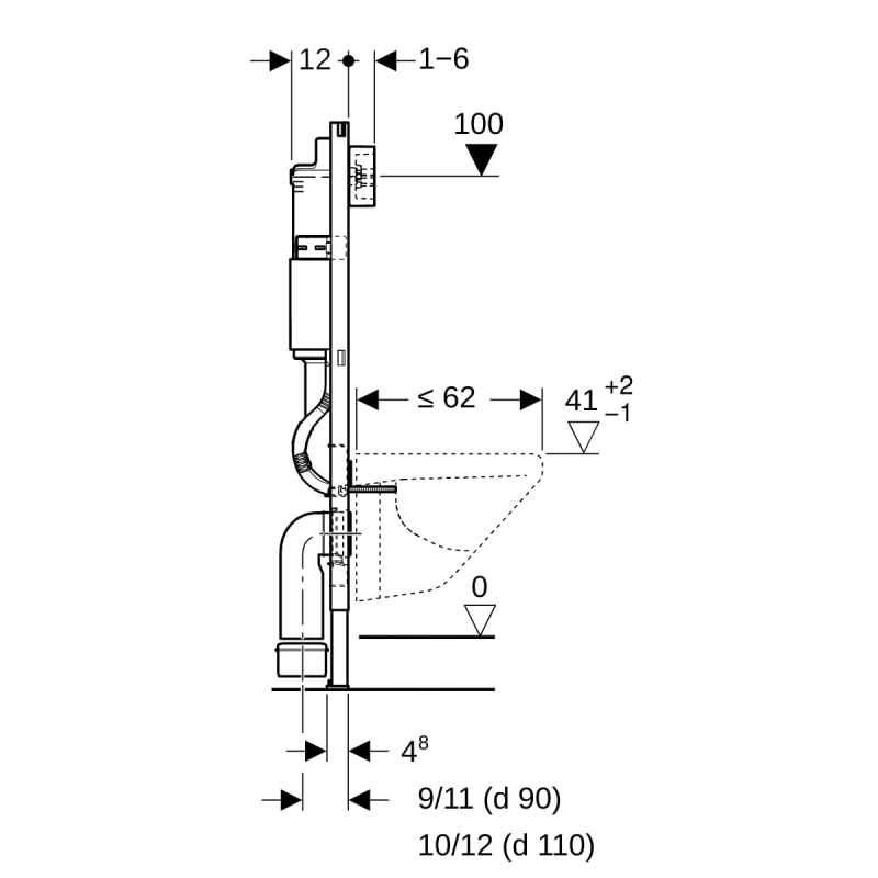 Pack WC Bati-support Geberit Duofix + WC suspendu Vitra Normus + Abattant softclose + Plaque blanche - 5