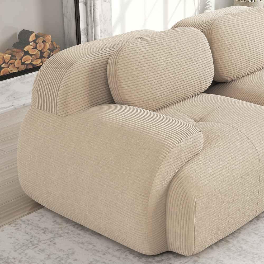 Canapé d’angle modulable ergonomique en tissu côtelé, adapté aux animaux, rembourrage haute élasticité 32D, pour salon et chambre - 9
