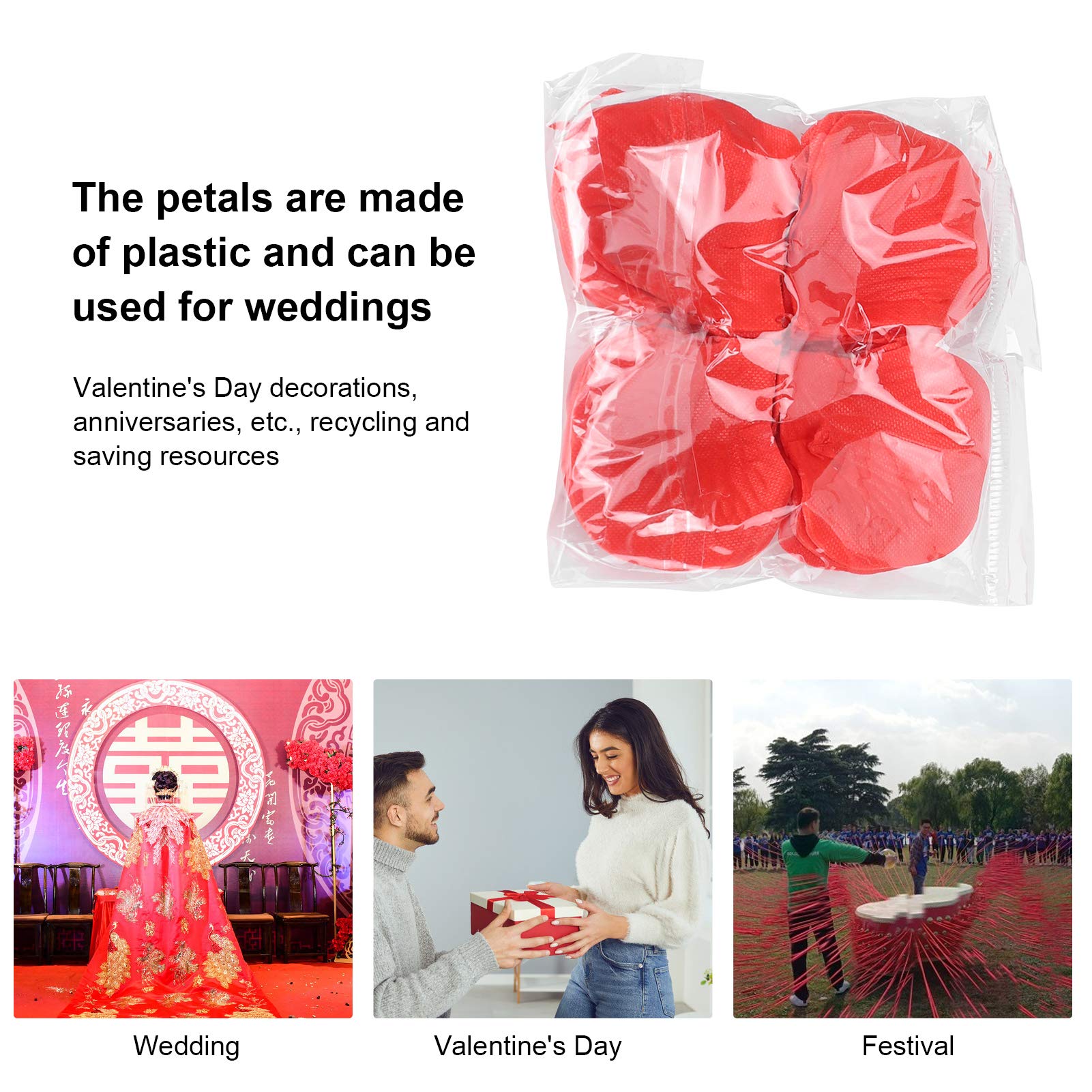 10 sacos de pétalas de rosa artificiais, decoração de casamento para dia dos namorados, pétalas de flo - 9