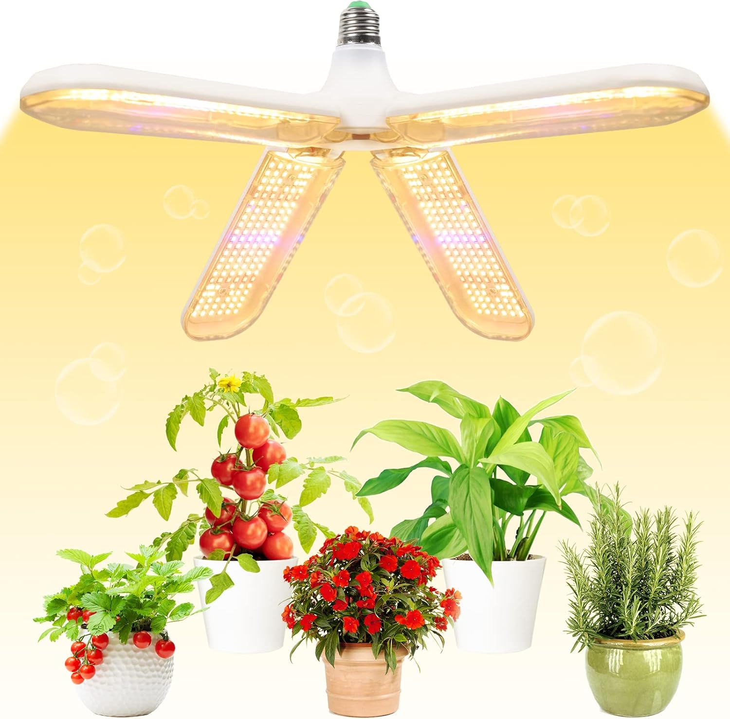 Lampa LED do uprawy roślin doniczkowych, lampa do uprawy roślin 200 W, pełne spektrum 552 diod LED, żarówka E27/E26 do uprawy roślin