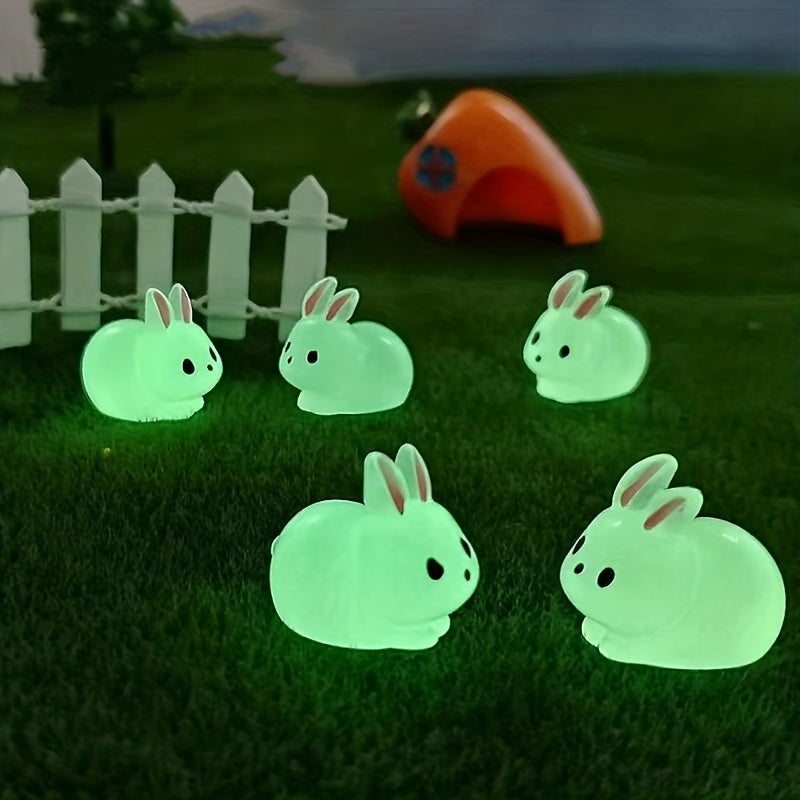 Set di 5 figurine di coniglietti che si illuminano al buio - Conigli moderni in resina per giardino esterno, decorazioni festive di Pasqua | Leroy Merlin