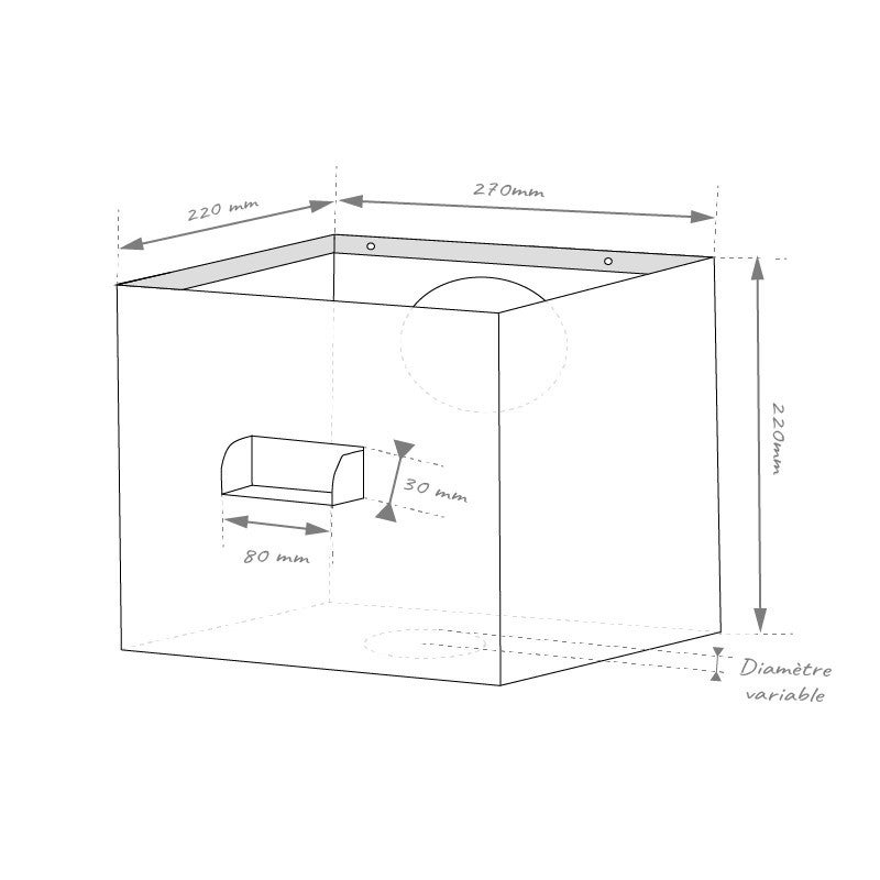 Boite à eau blanc pur RAL 9010 220 x 270 x 220 mm sortie Ø 140 - Taille Standard ALUHOME - 3