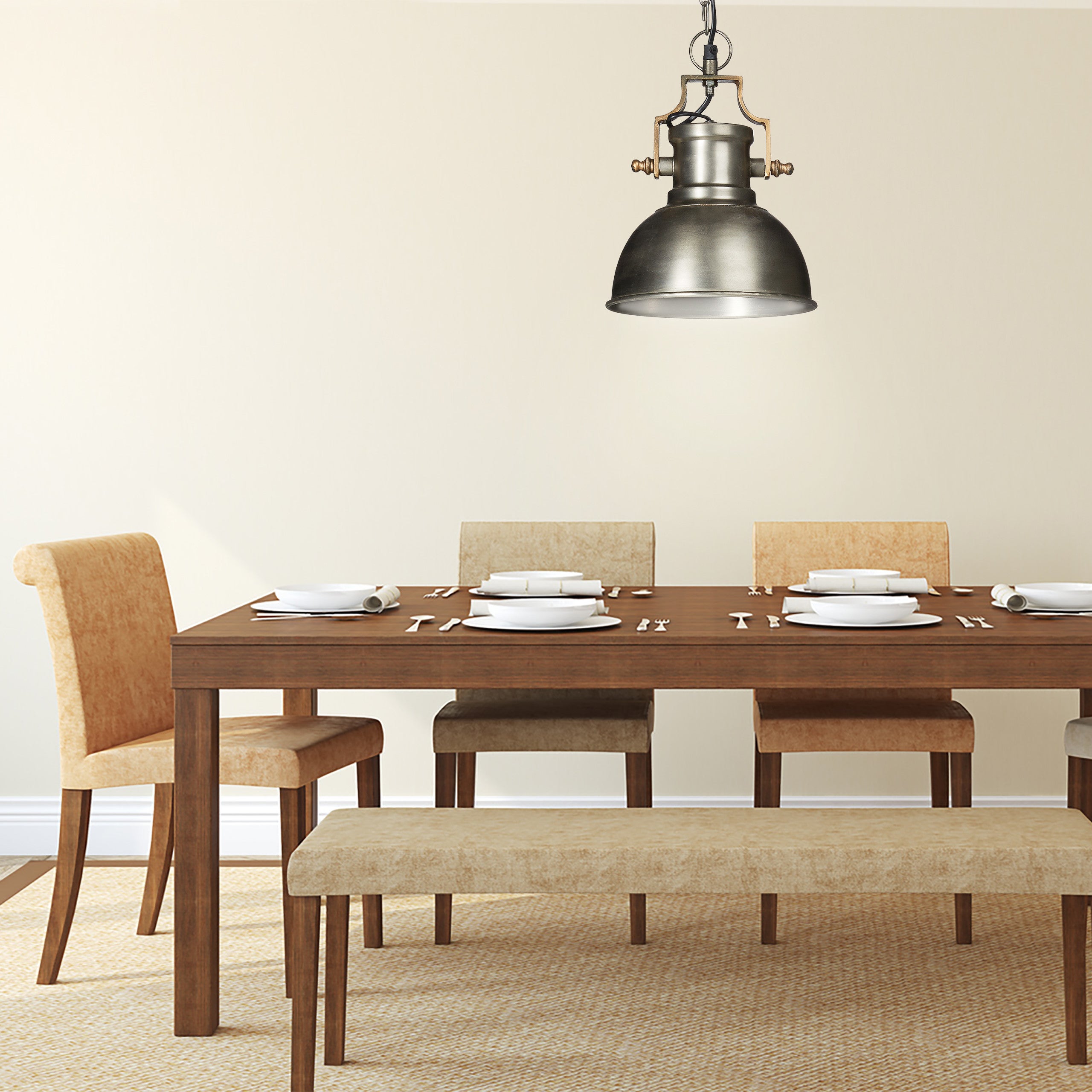 Lampe Suspension Design Industriel Relaxdays - Élégante Lumière Pour Salle à Manger, 130x18,5 Cm Métal Noir-Argenté, Douille E27