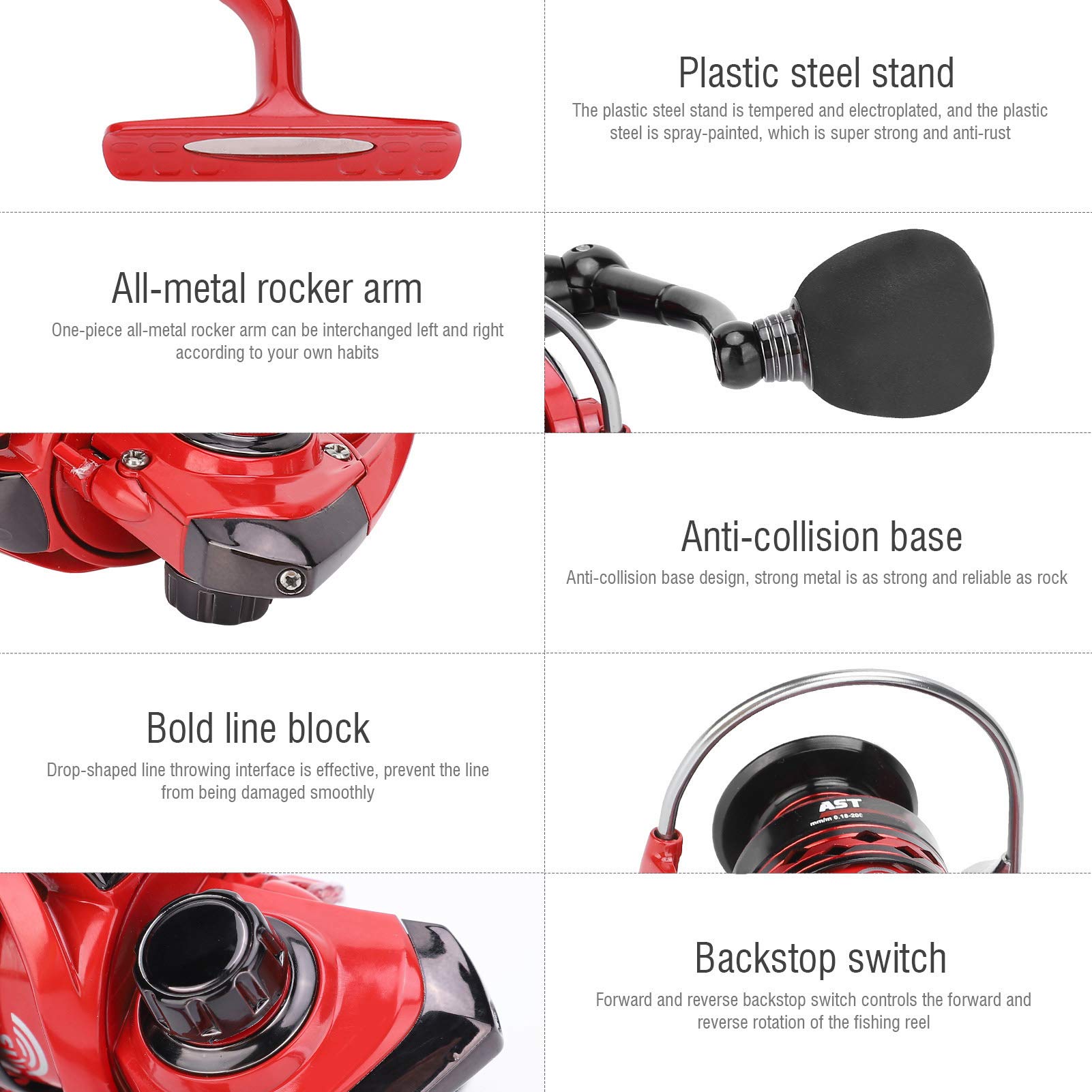 Mulinello 13+1BB 14 Cuscinetti Sinistra Destra Ruota Intercambiabile Accessorio Pesca (AST500) - 8