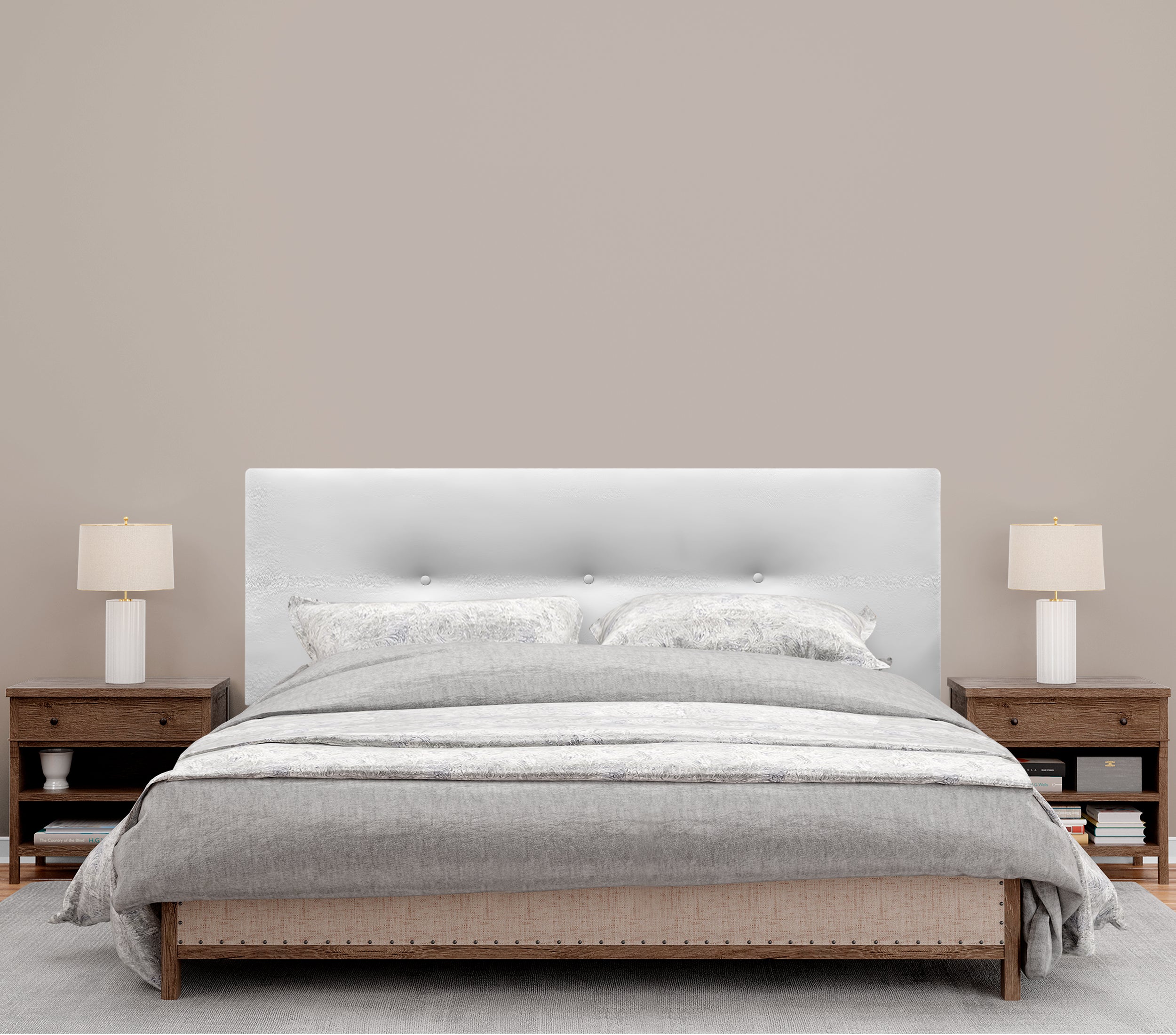 DHOME Cabecero de Polipiel Liso con Botones 135x50cm Camas 120/135 - Blanco - 4