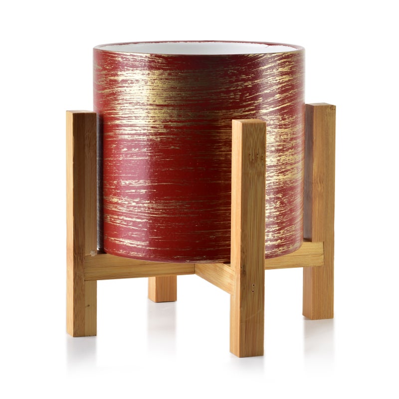 Doniczka ceramiczna AVA 12,5x12,5x11,7 cm czerwono-złota 1 szt.