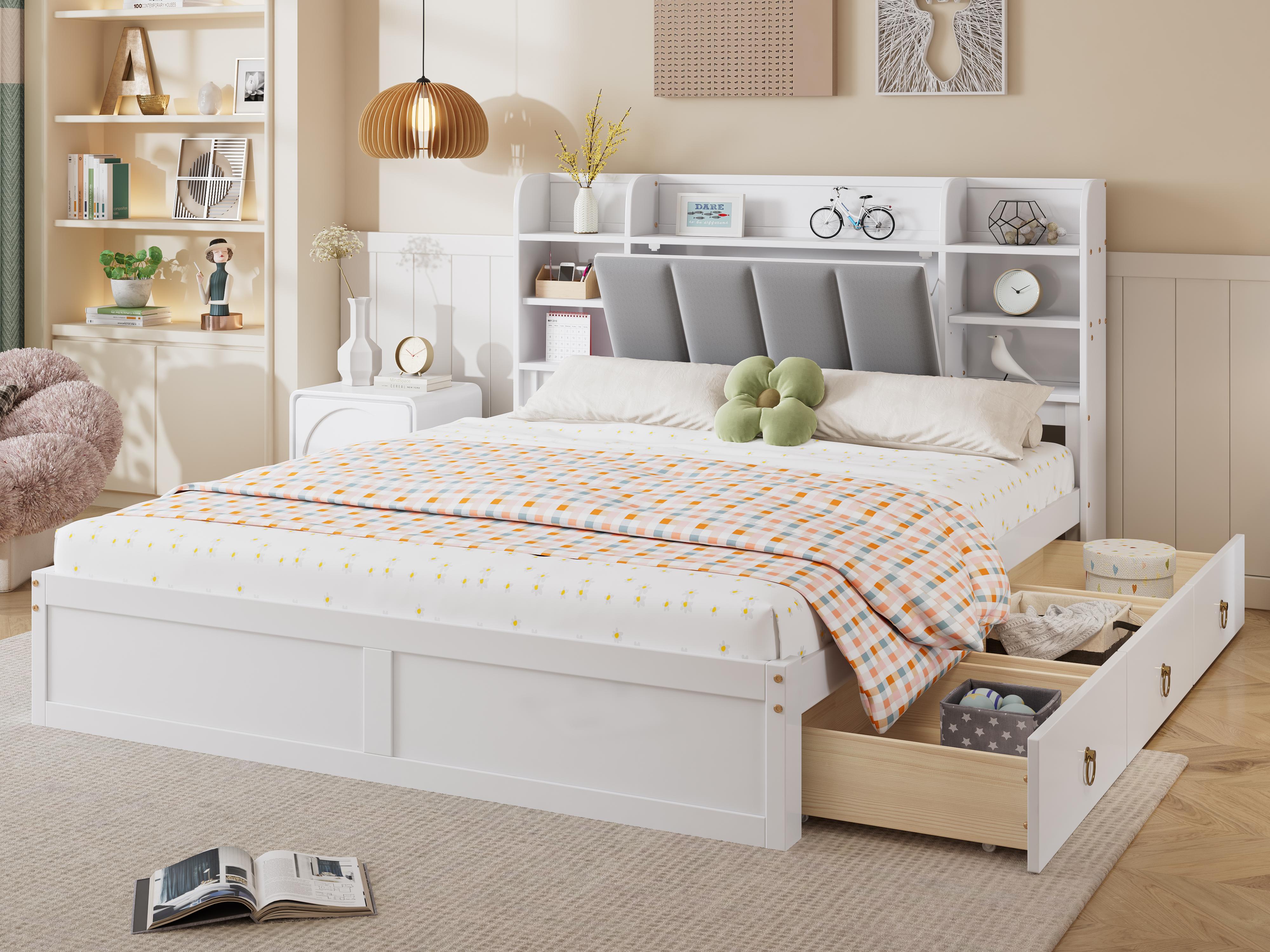 Letto matrimoniale 160x200 cm legno di pino e MDF testiera