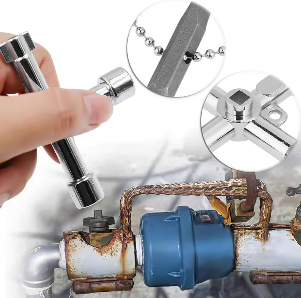 Lot de 3 Clés pour armoire électrique - Clé universelle à 4 voies - lé pour armoires de compteurs de gaz, d'électricité et d'eau - 7