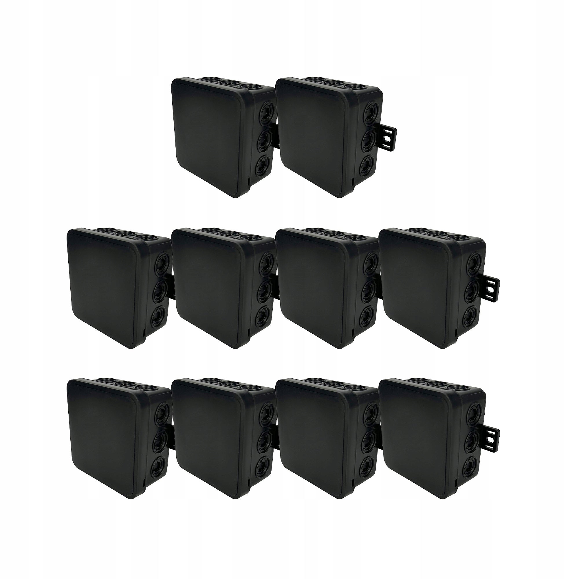 Puszka natynkowa hermetyczna elastyczna 75x75x41mm 12-wlotowa, zamknięcie "na klik" IP54 czarna EDO 10szt.