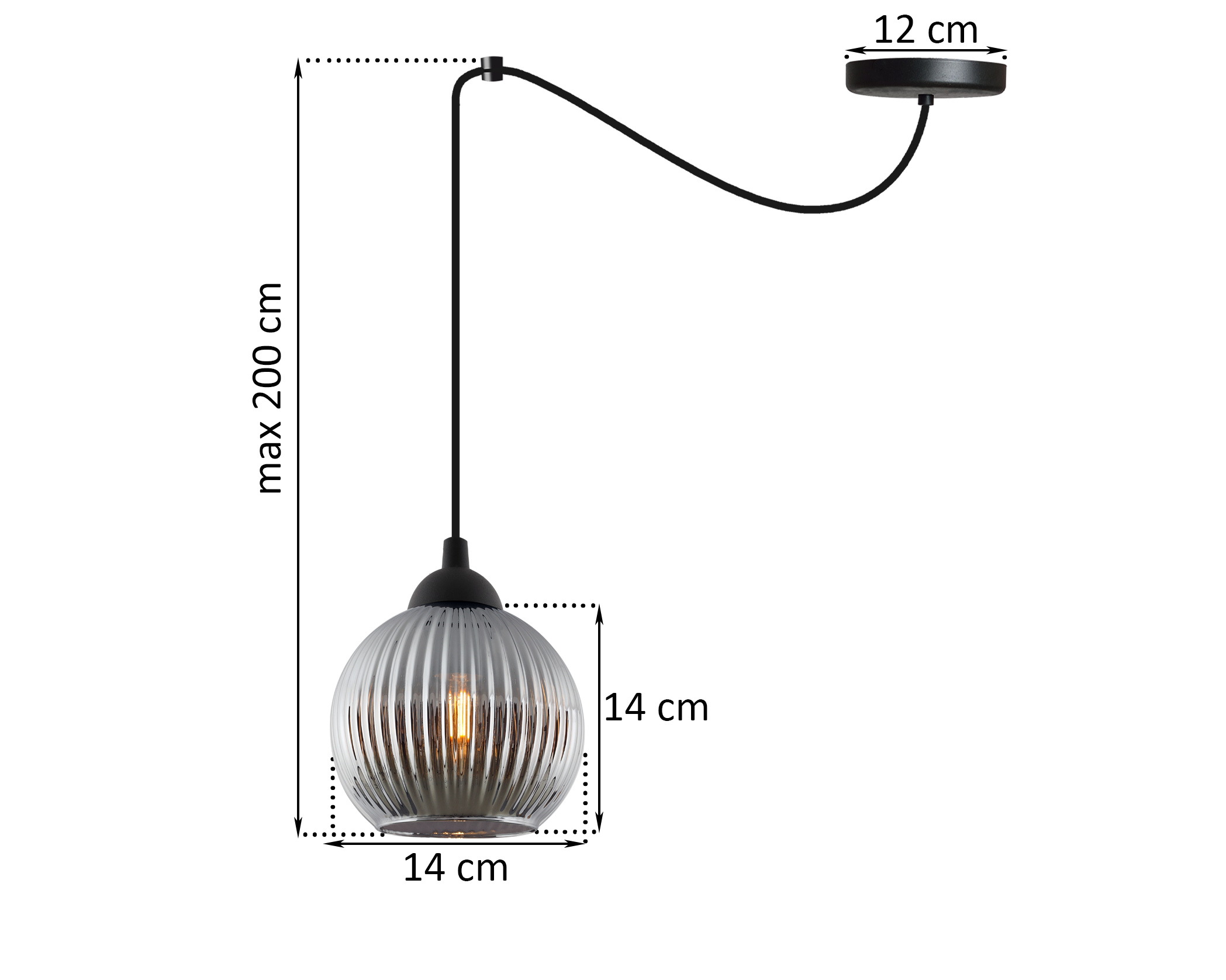 Lampa sufitowa wisząca Riffle Pająk loft 1xE27 klosz kula grafit Light Home LH - 6
