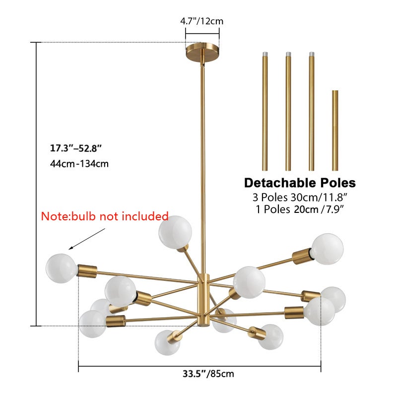 Lustre Sputnik moderne, plafonnier, culot E27, luminaire Sputnik pour salon, ampoule non incluse - 2