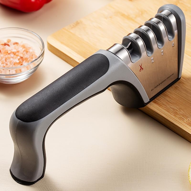 Affilacoltelli professionale, affilacoltelli da cucina 4 in 1, affilacoltelli con cuscinetto in gomma antiscivolo. - 5