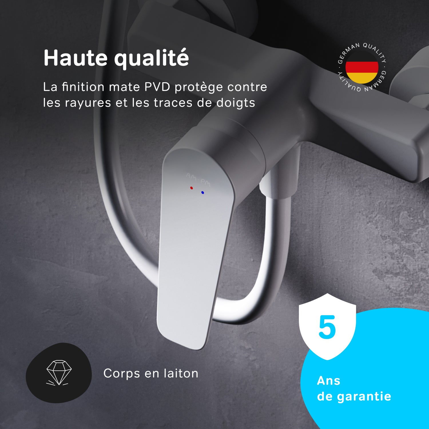 Mitigeur mécanique de douche Robinet de douche Blanc, Hit FTA20033 AM.PM - 3