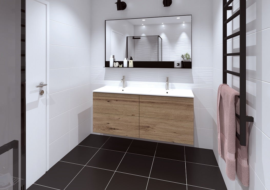 Piastrella rettificata per parete ad uso interno 30 x 60 cm bicottura - Super White Mat - Sp. 9mm - 3