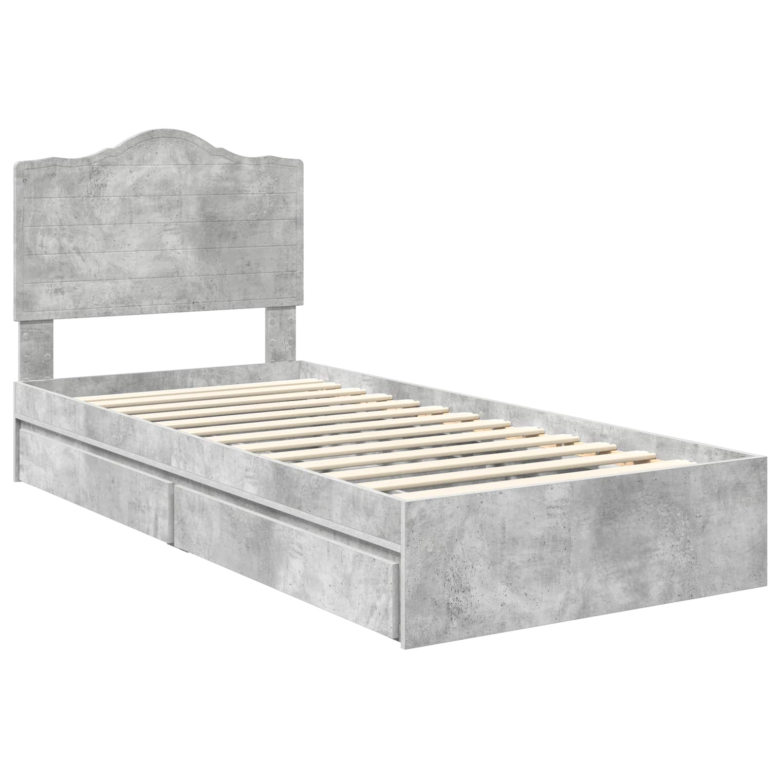 Lit de rangement Gris béton 90 x 190 cm panneau de bois - 4