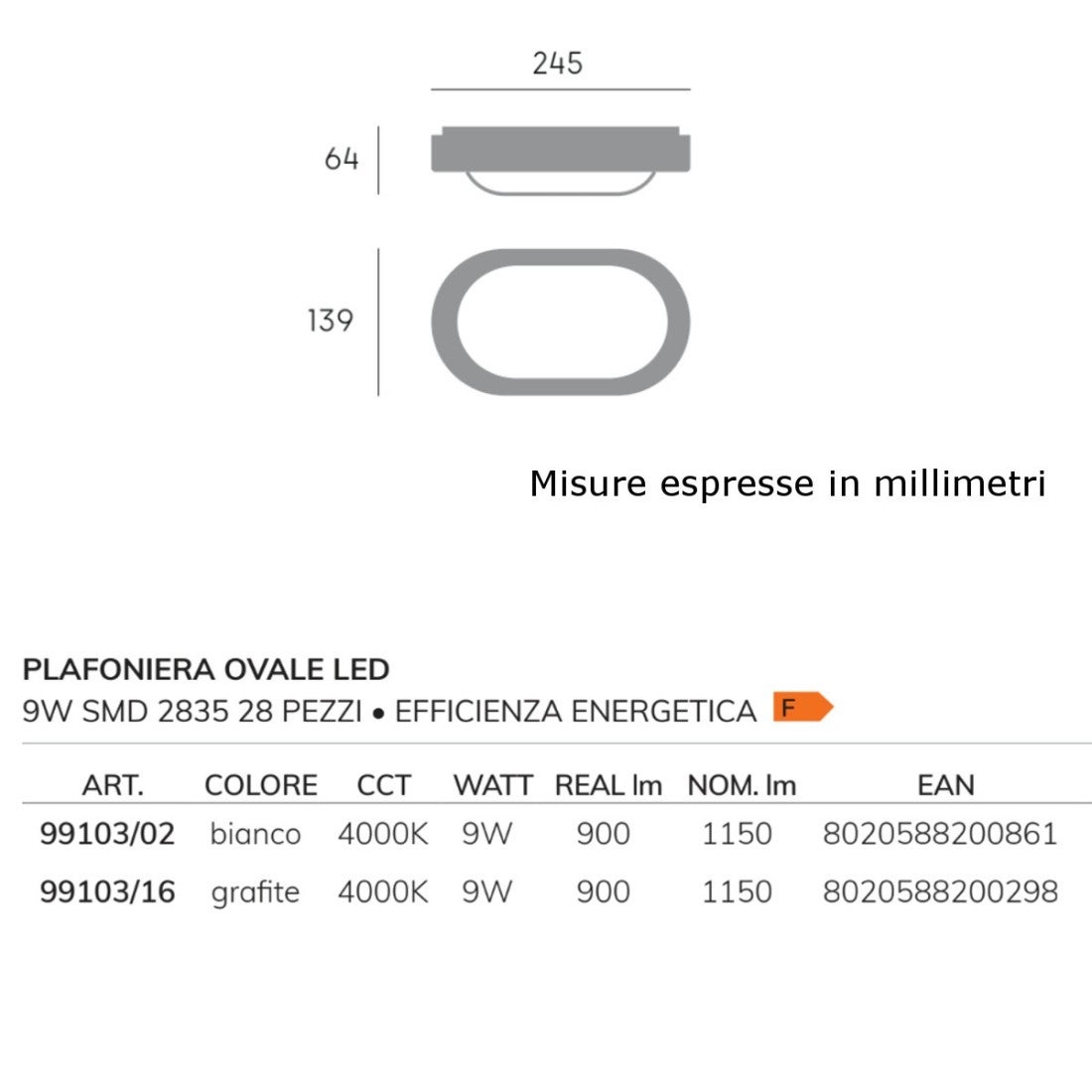 Applique moderna sovil illuminazione orion 99103 led alluminio termoplastica, materiale termoplastico bianco - 6