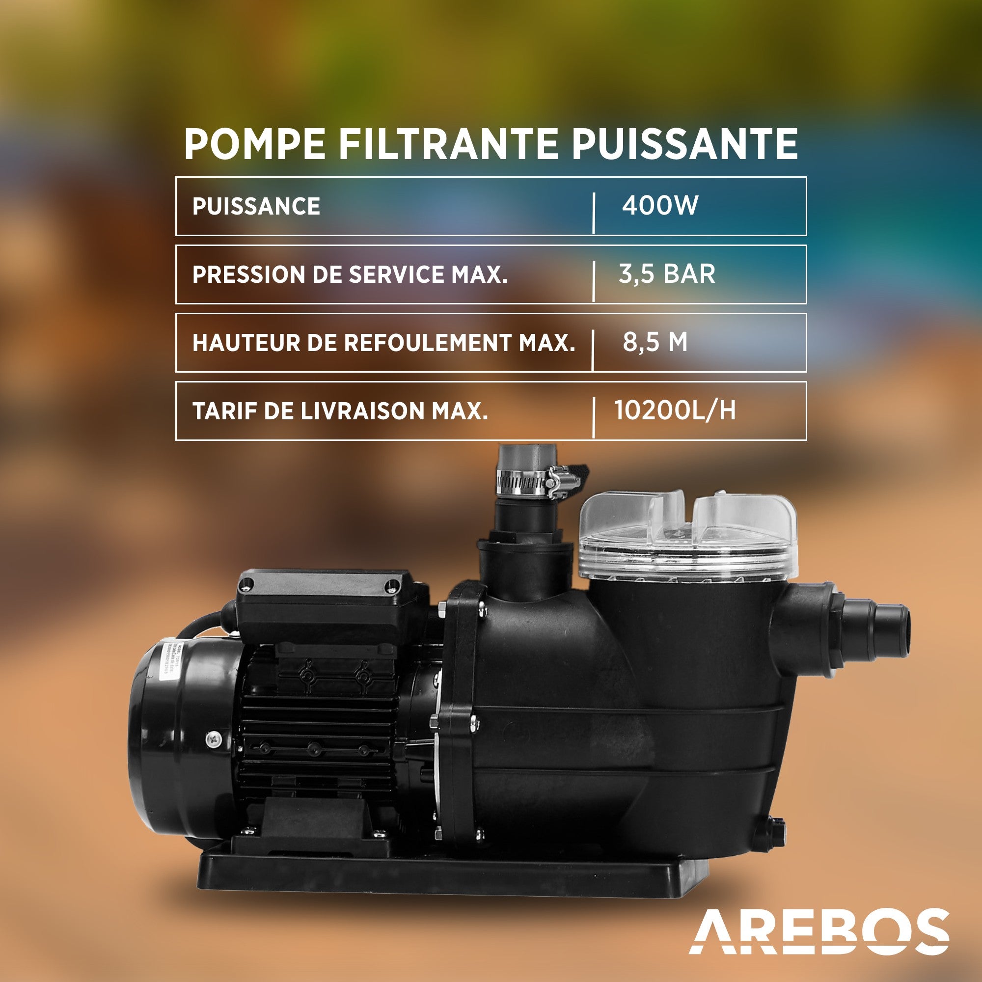 Système de Filtre à Sable avec Pompe 400W 700g de balles de Filtre Tuyau de 2m Bleu 10200 L/h - 5