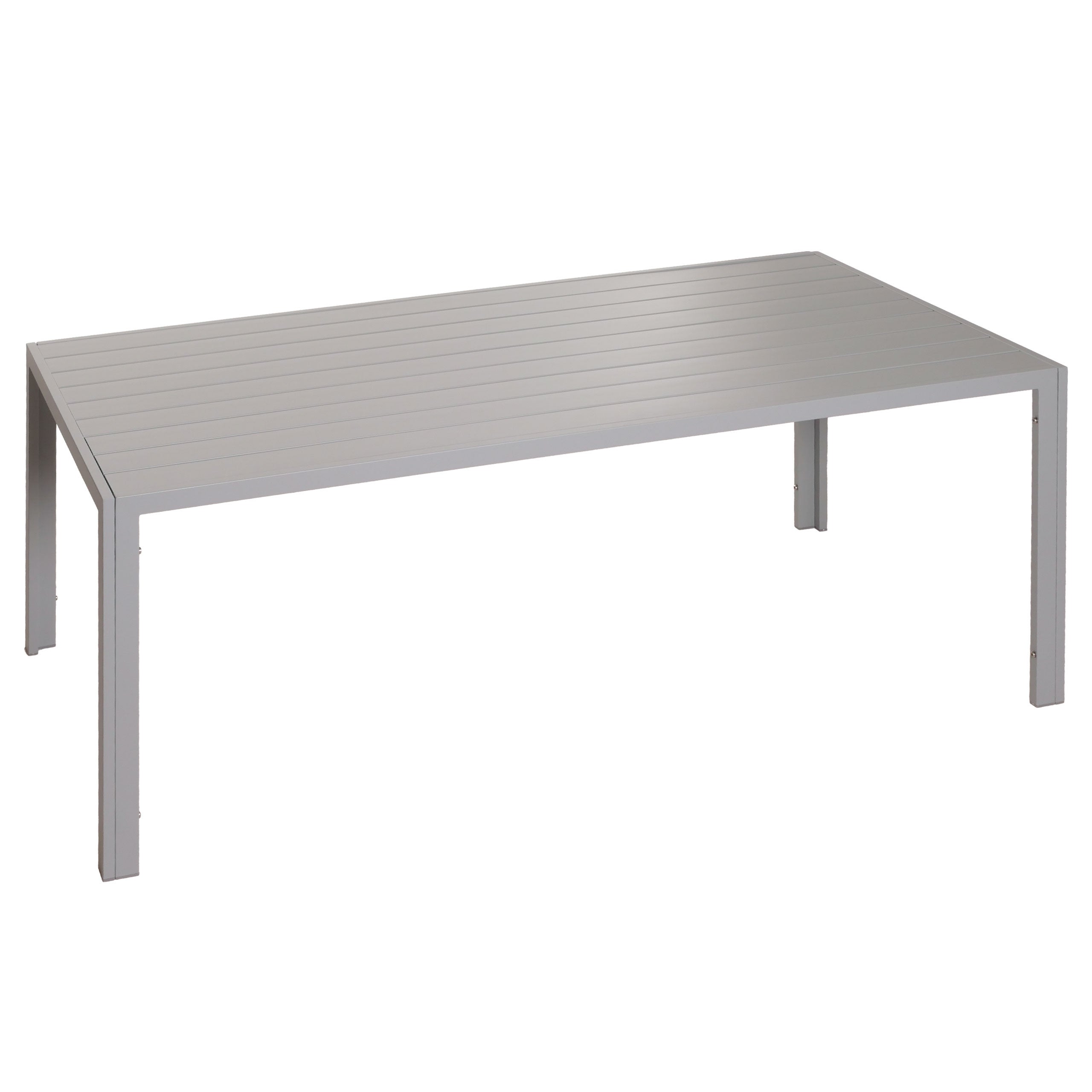 Aluminiowy stół jadalniany HWC-N40, stół ogrodowy bistro, stół balkonowy, odporny na warunki atmosferyczne 180x80cm ~ jasnoszary