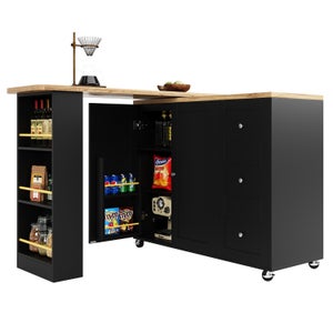 Armadio da cucina, alto buffet, armadietto da cucina, armadietto a buffet con ripiani regolabili, credenza con illuminazione a LED, armadio a buffet (cassetto bianco