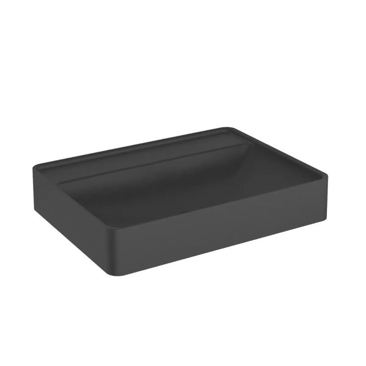 Umywalka wpuszczana VIBE 60 cm czarny mat kwarcowa bez otwor