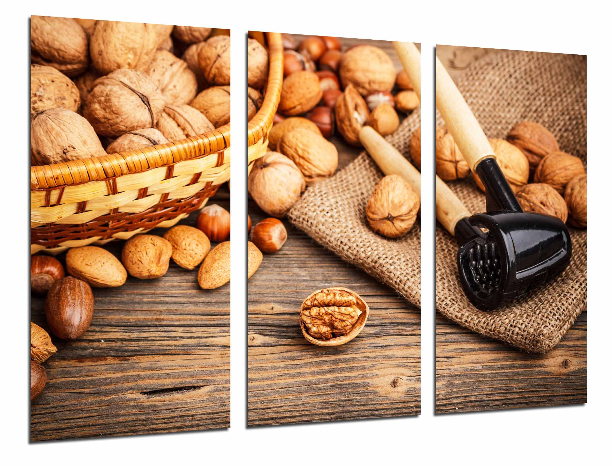 Cocina, tienda comestibles, frutos secos, nueces , impresión fotográfica sobre madera, cuadro moderno decorativo
