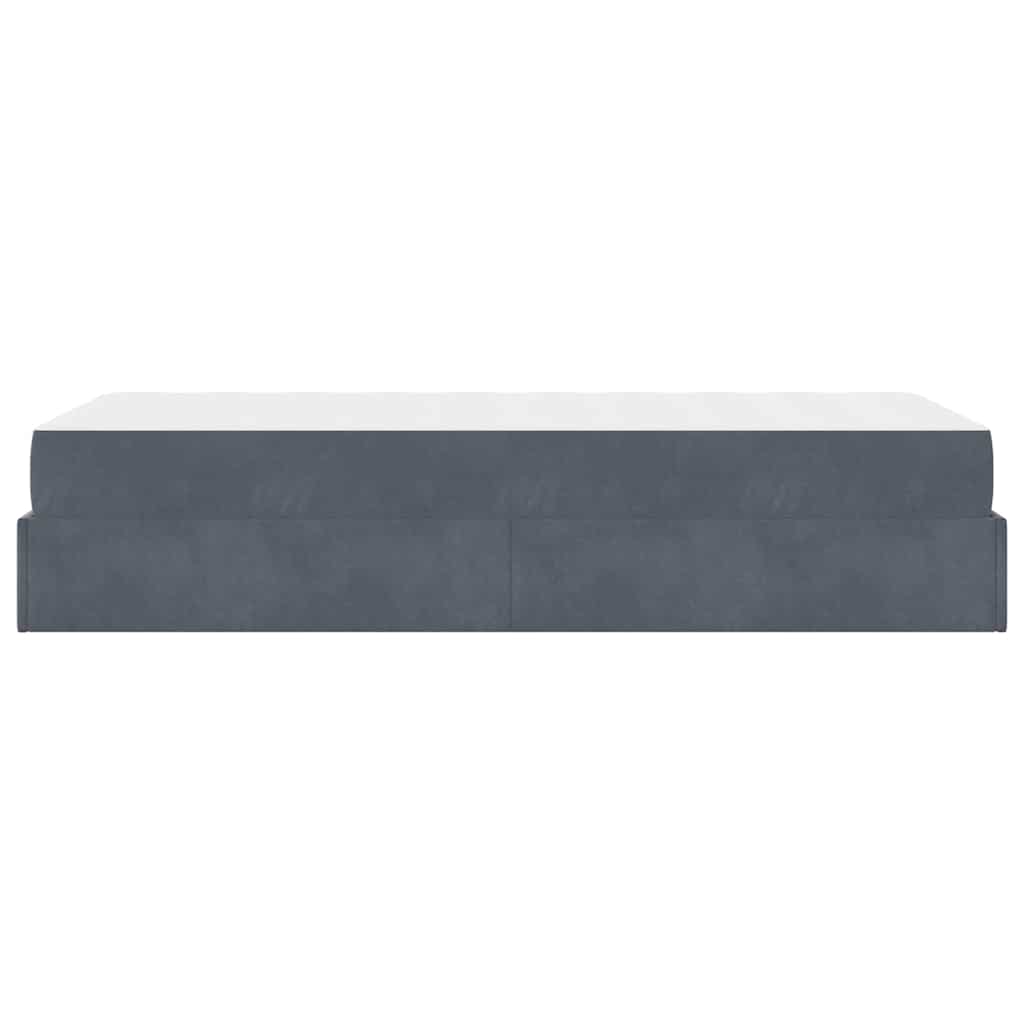 Cadre de lit avec matelas Gris foncé 90 x 200 cm Velours - 8