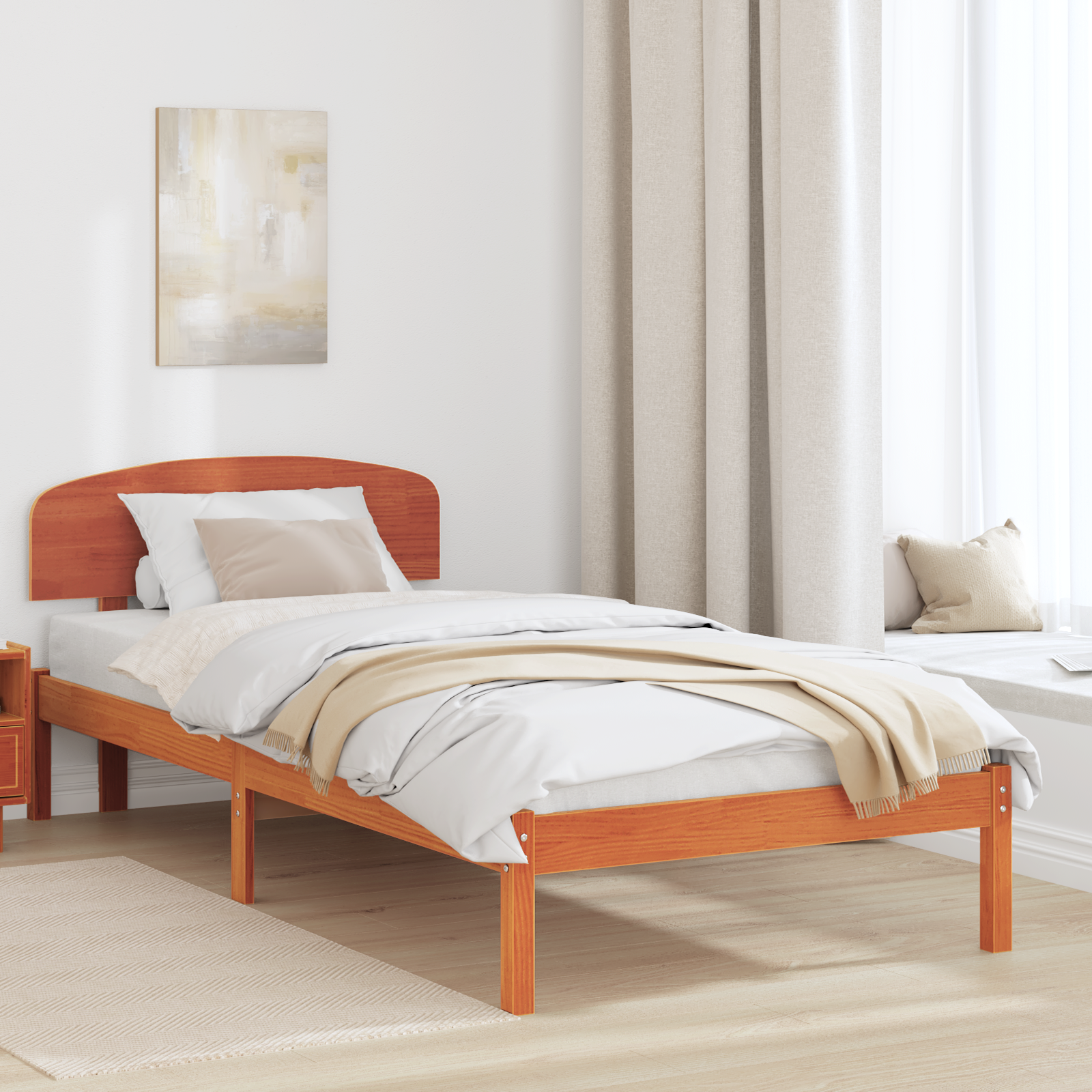 Ramka łóżka Woskowy Brąz 90 x 200 cm Lite drewno sosnowe vidaXL