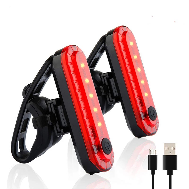 Zestaw 2 lampek rowerowych - Tylna lampka - Czerwone oświetlenie rowerowe - Oświetlenie rowerowe - Wodoodporne / Ładowane przez USB