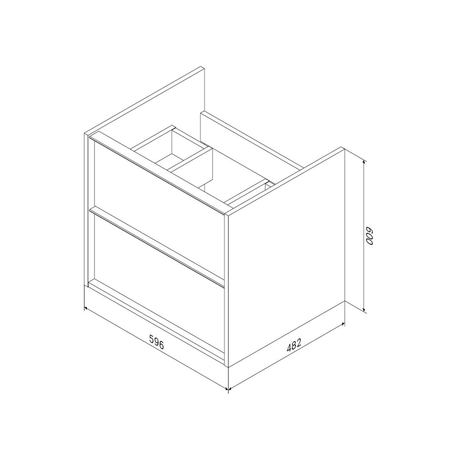 Meuble salle de bains suspendu 60 cm effet bois clair avec lavabo intégré, 2 tiroirs, design, chêne clair texturé – AM.PM - 10