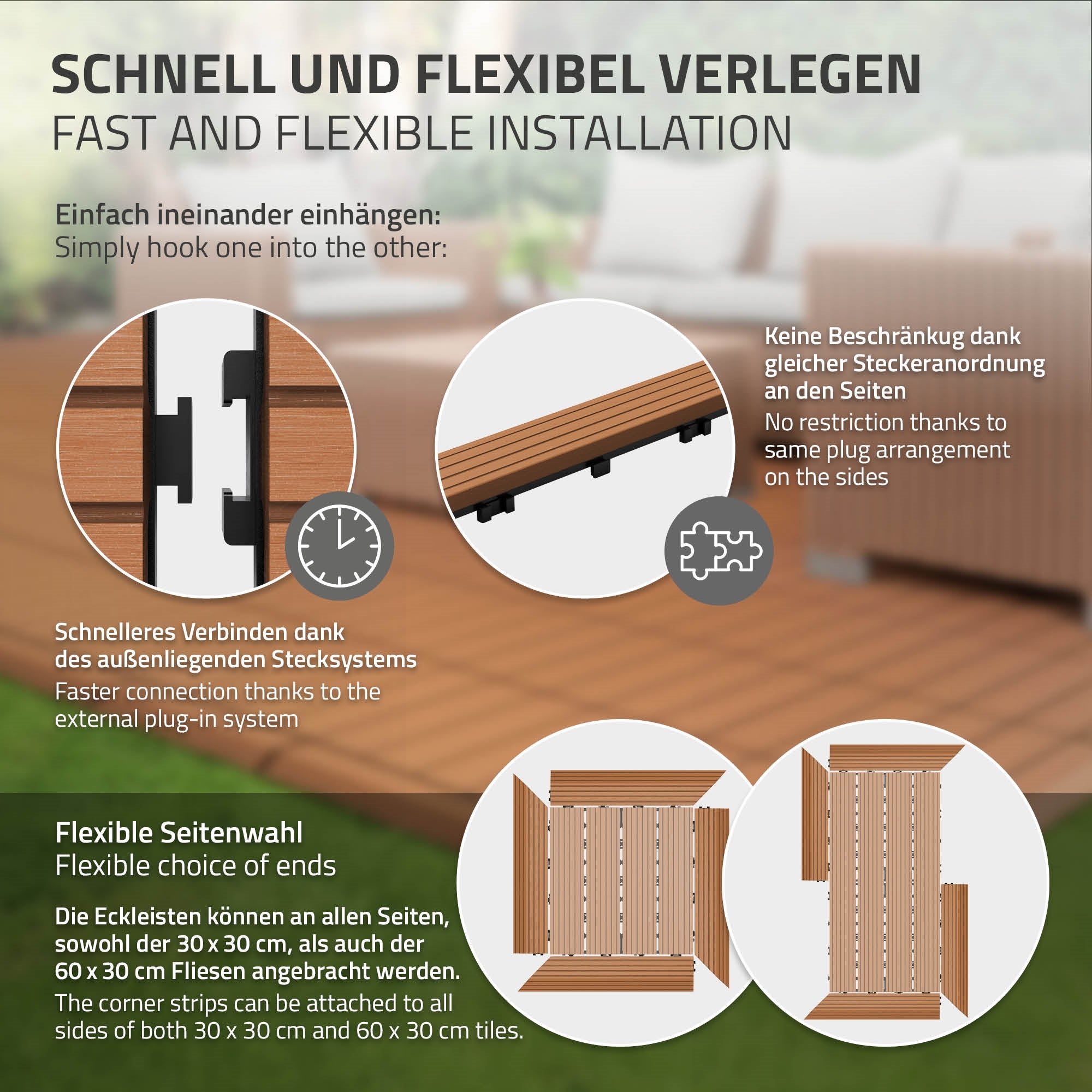ML-Design listwa narożna lewa wpc jasnobrązowy 38x2x7,5 cm profil drewnopodobny ryflowany z odpływem wzmocniona baza system klik obróbka krawędzi - 5