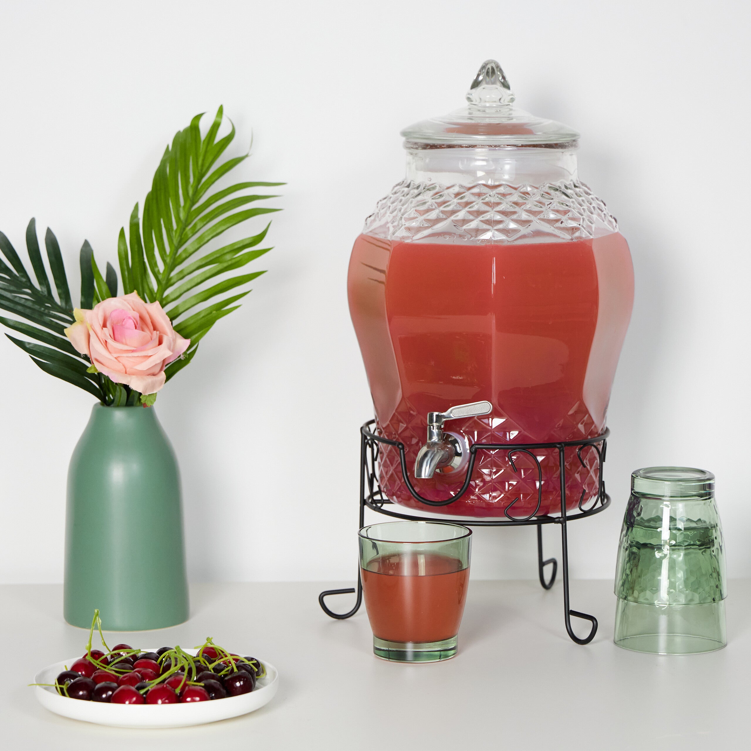 Dispenser Bevande In Vetro Relaxdays 8L Con Rubinetto - Erogatore Per Feste, Design Vintage Con Supporto - Foto 6