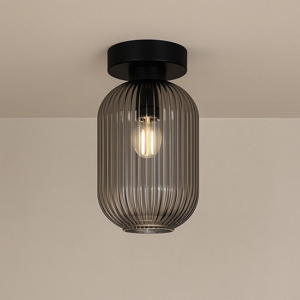 Lampa wisząca SILVA czarna 1xE27x20W szkło wym:25x14x14cm IP20 Kaja