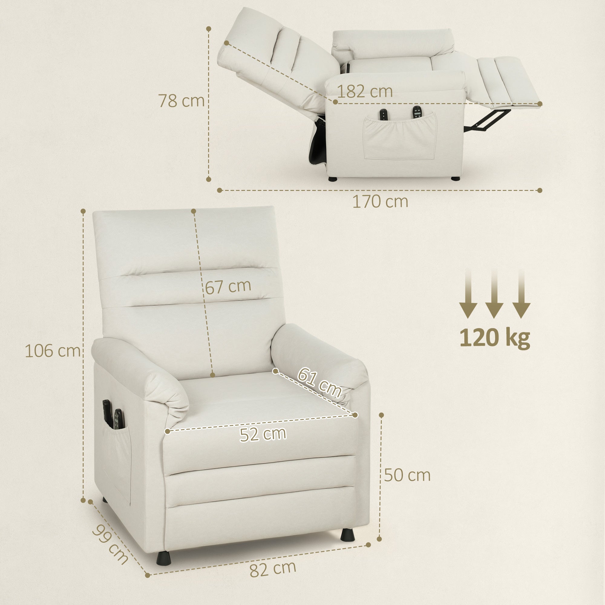 Fauteuil relax électrique velours HOMCOM - 3