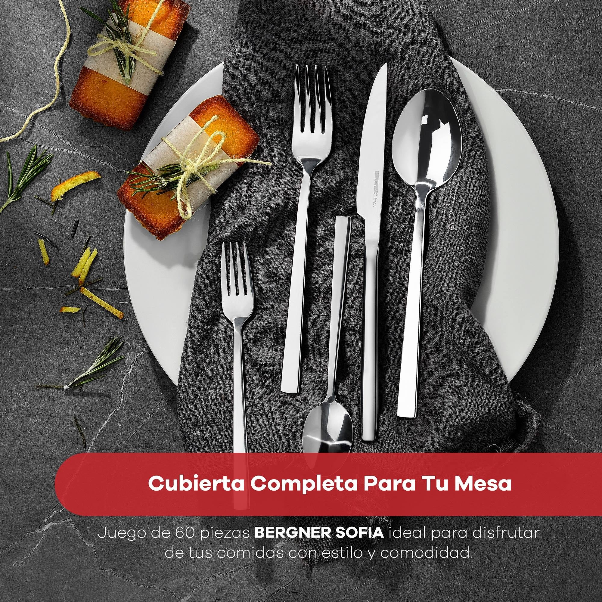 Juego de cubiertos 60 Piezas en acero inoxidable Cubertería Sofia Bergner - 4