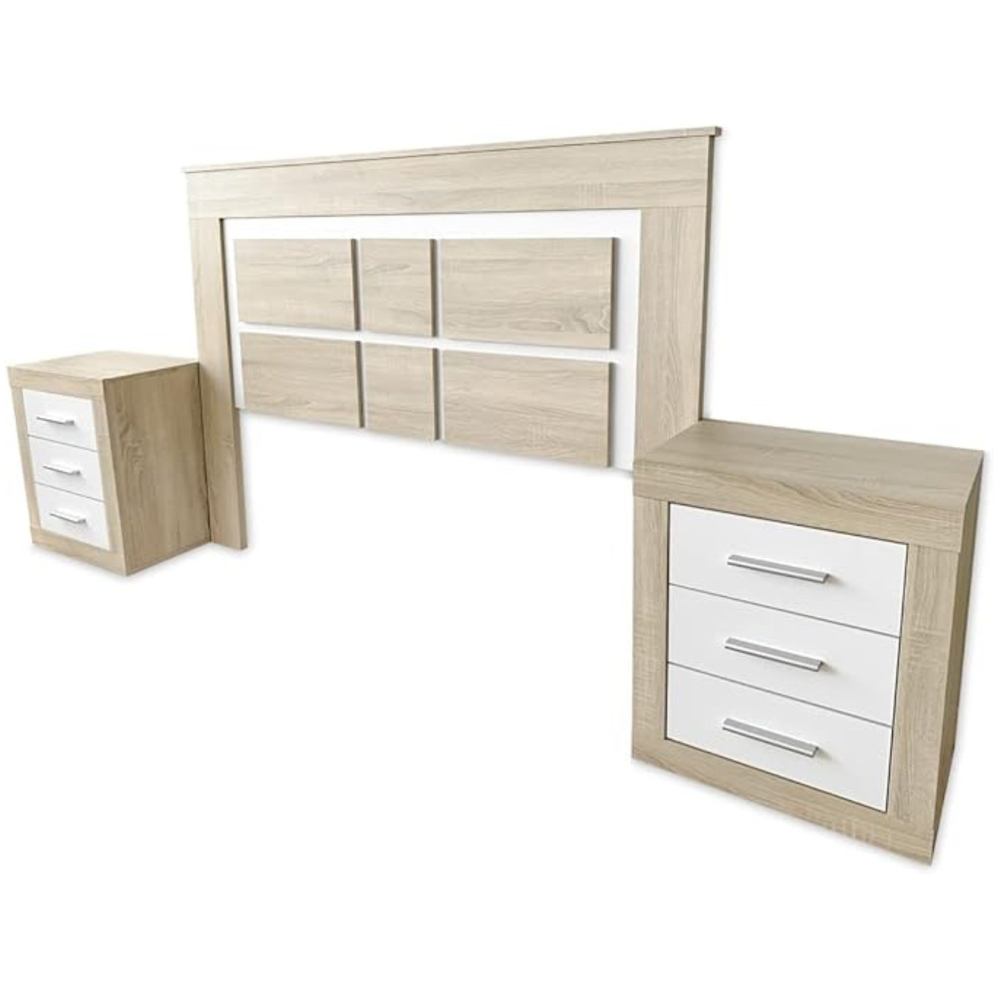 Ensemble tête de lit 160 x 120 cm + 2 tables de chevet | Chambre complète | Couleur chêne Cambria et blanc (pour lit 135-140 ou 160) - 2