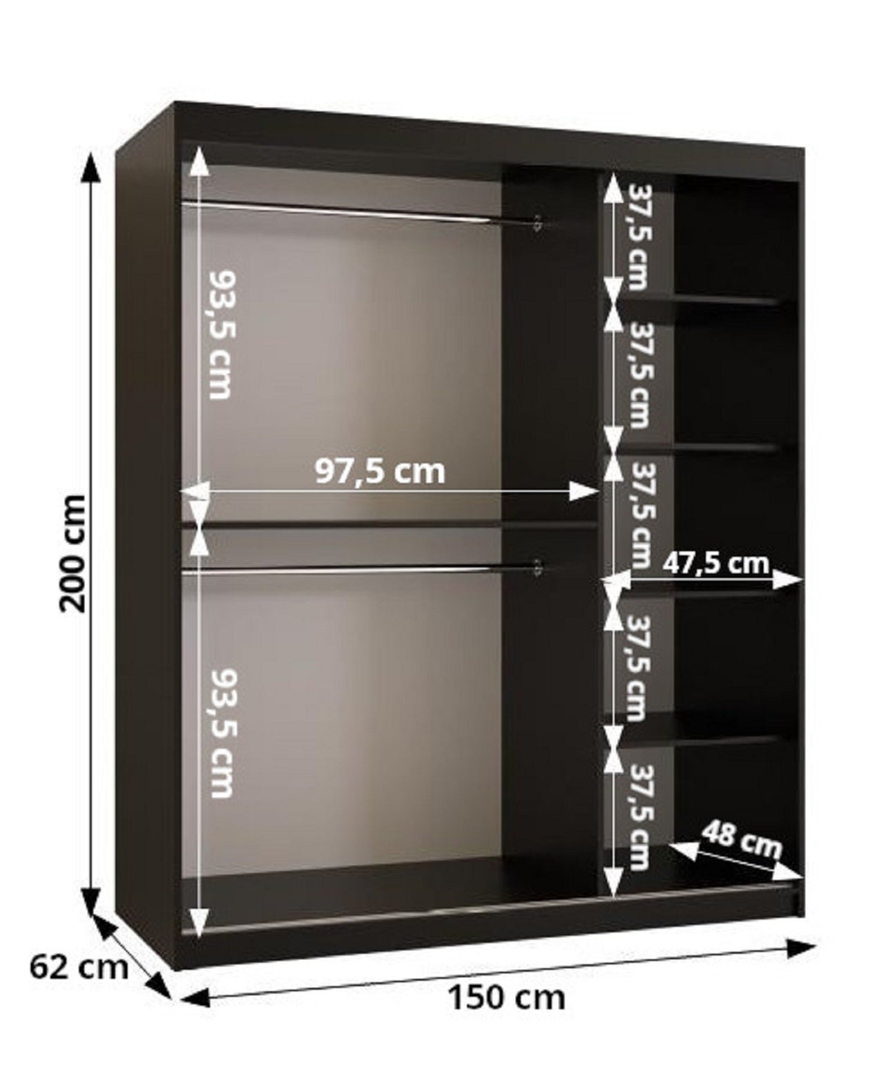 Szafa przesuwna Dome 3 150 x 62 x 200 biały - 4
