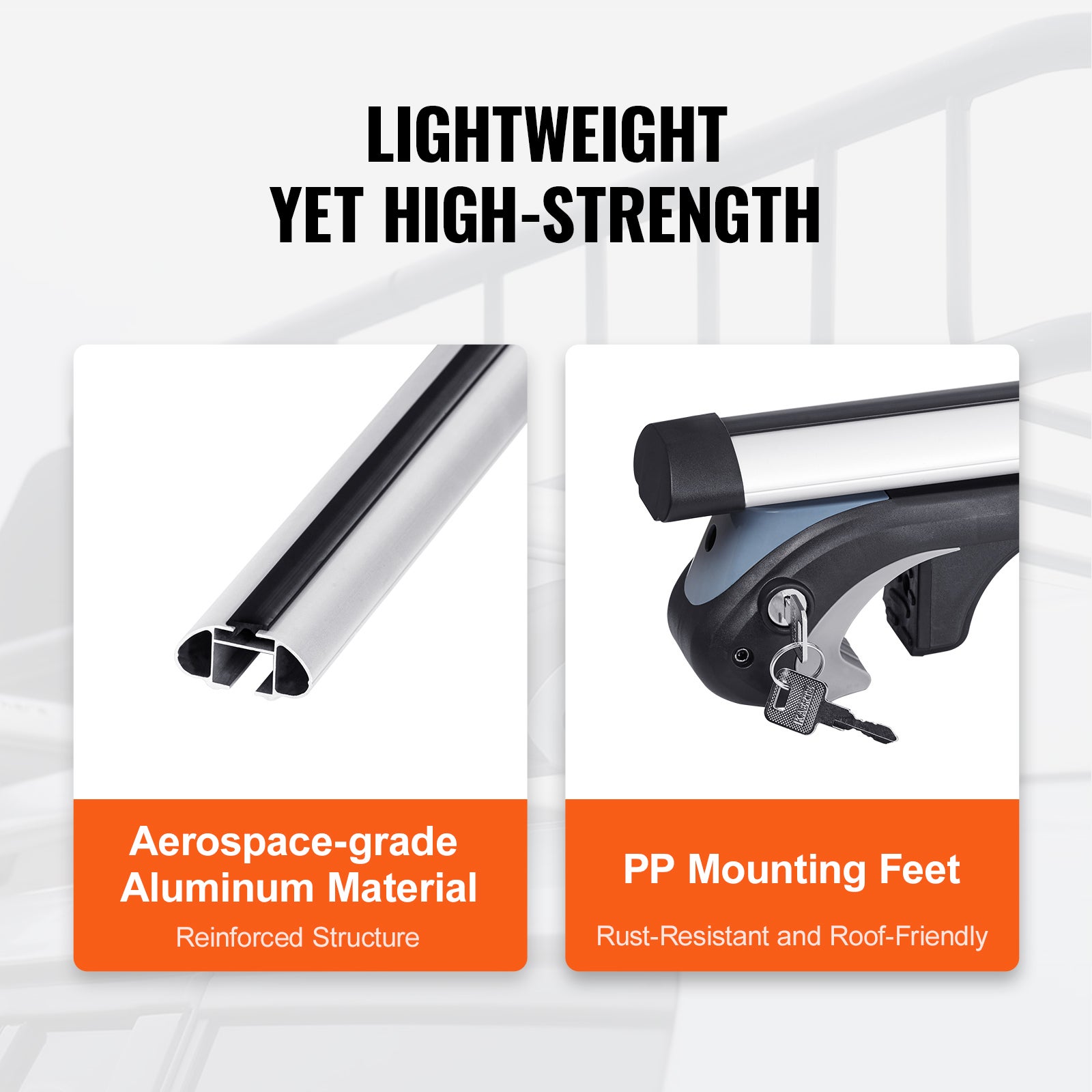 Rails de toit universels,VEVOR barre de toit de voiture en aluminium de 135 cm,réglables avec serrure,adaptés aux SUV,voitures,fourgonnettes - 5