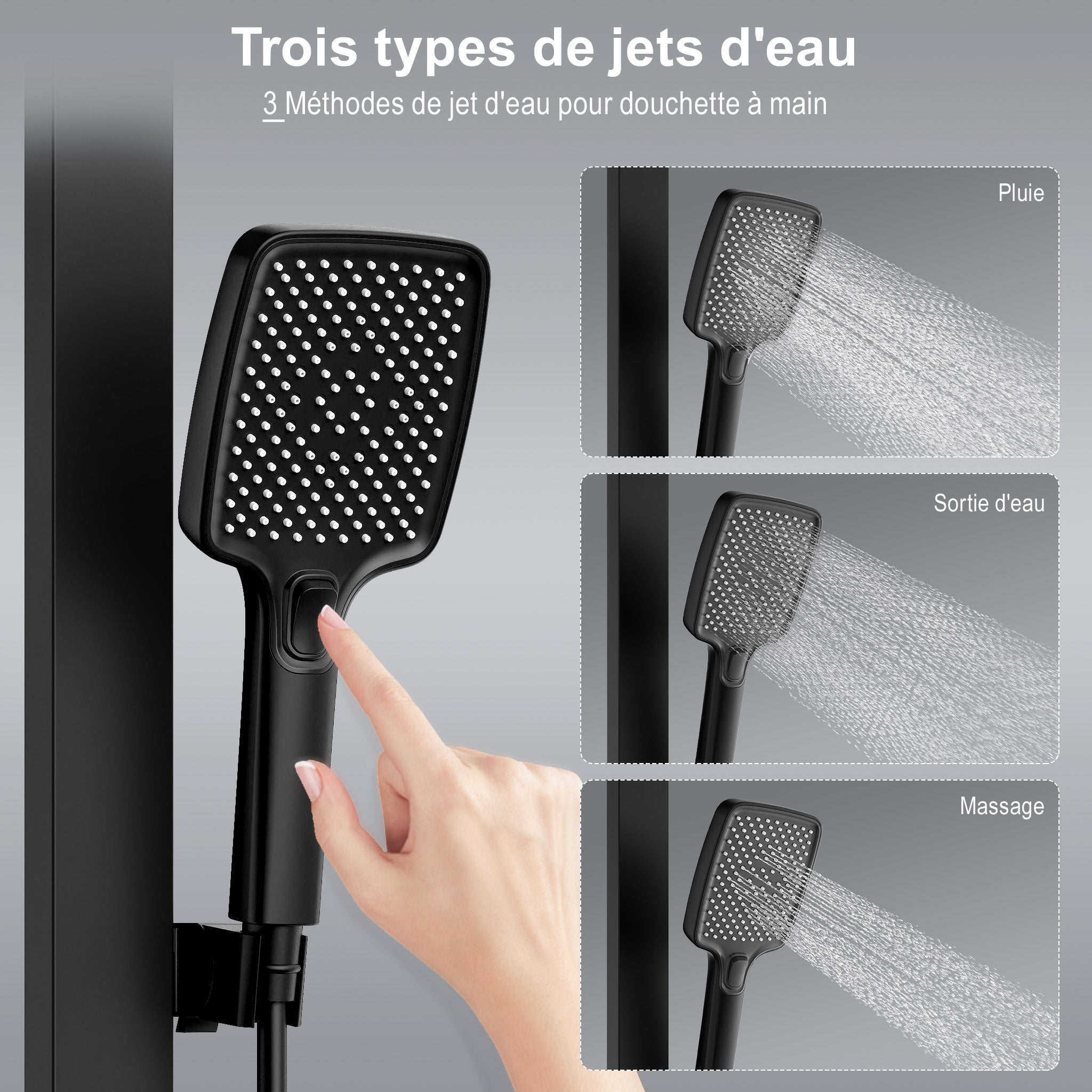 Colonna doccia termostatica 40℃ con piastra termostatica da 40 cm Set doccia in ottone doccetta con 4 intensità di getto - 4