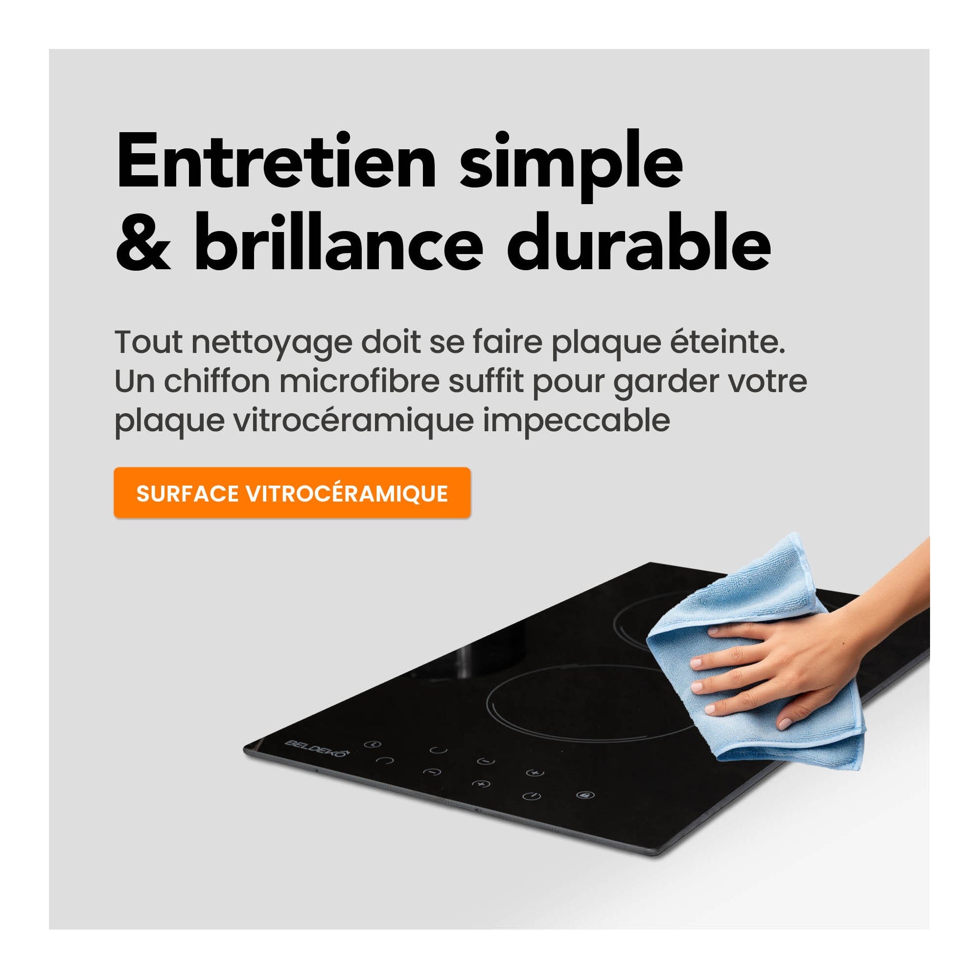 BELDEKO - Plaque Vitrocéramique 2 foyers 3000W - Minuteur, commande tactile - 4