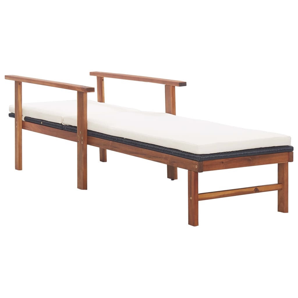Chaise longue et coussin Résine tressée et bois d'acacia Gris - 5