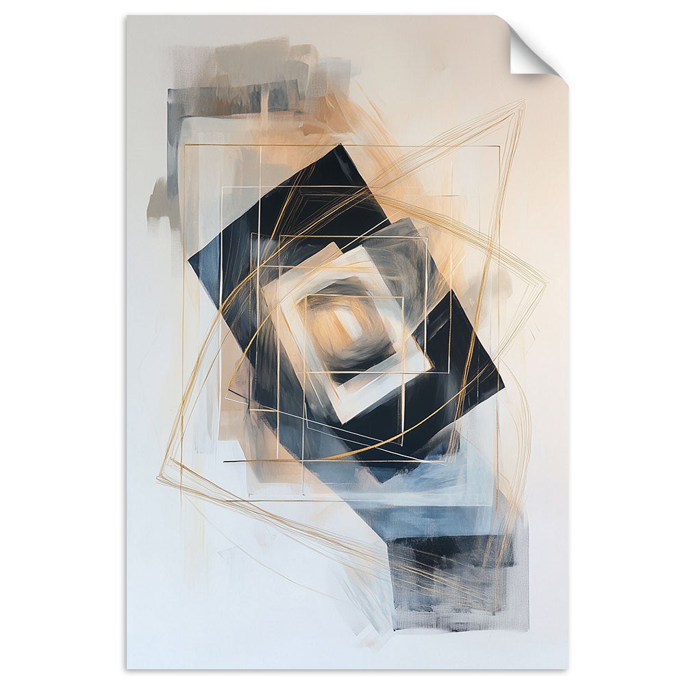 Naklejka na ścianę do salonu sypialni, Abstrakcja Kształty Geometria Beżowy 30x45