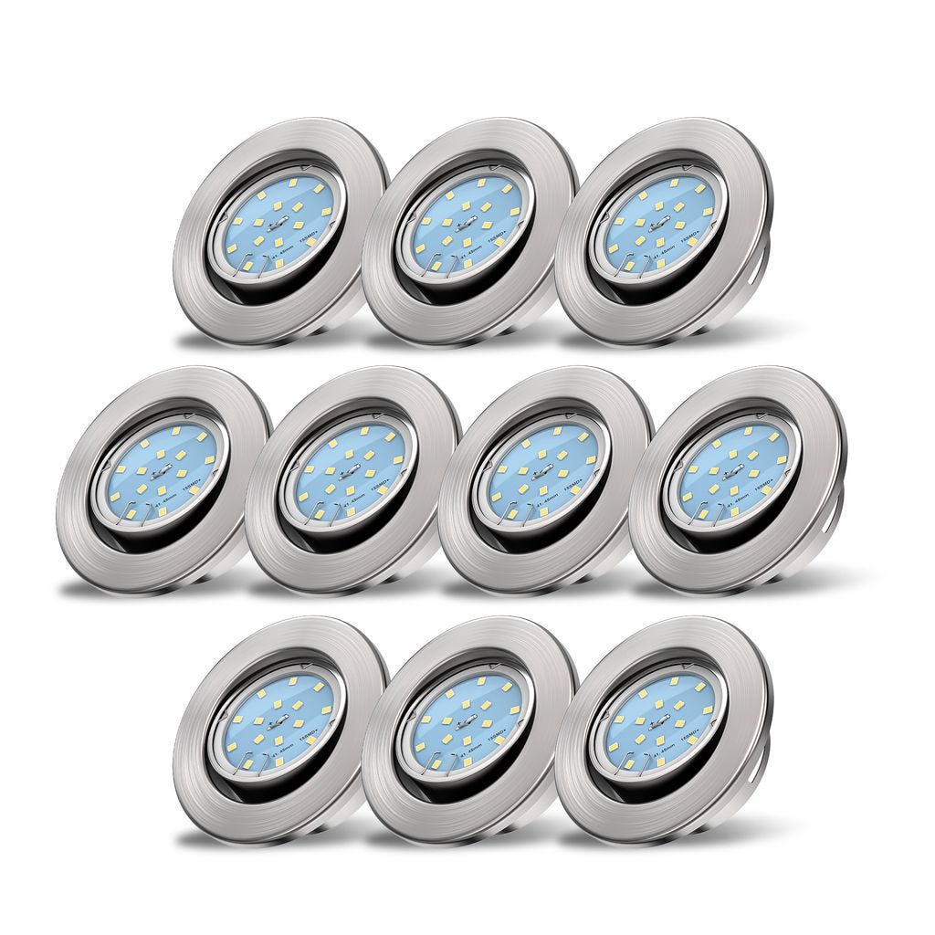lot de 3 spots ultra-plats à encastrer orientables et dimmables nickel lot de 3 spots ultra-plats à encastrer orientables et dimmables nickel