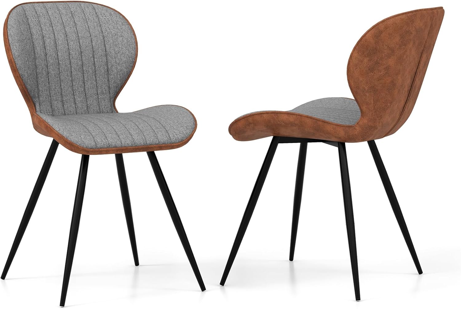 Zestaw 2 krzeseł do jadalni, tapicerowane, akcentowane krzesła z wygiętym oparciem i regulowanymi podkładkami na nogi, do salonu, jadalni,